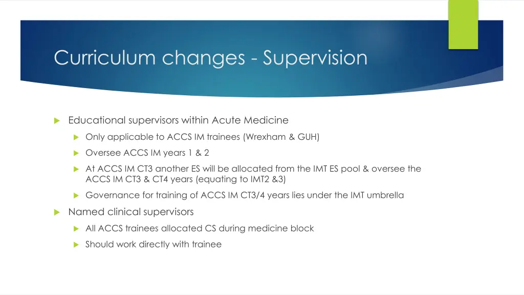 curriculum changes supervision