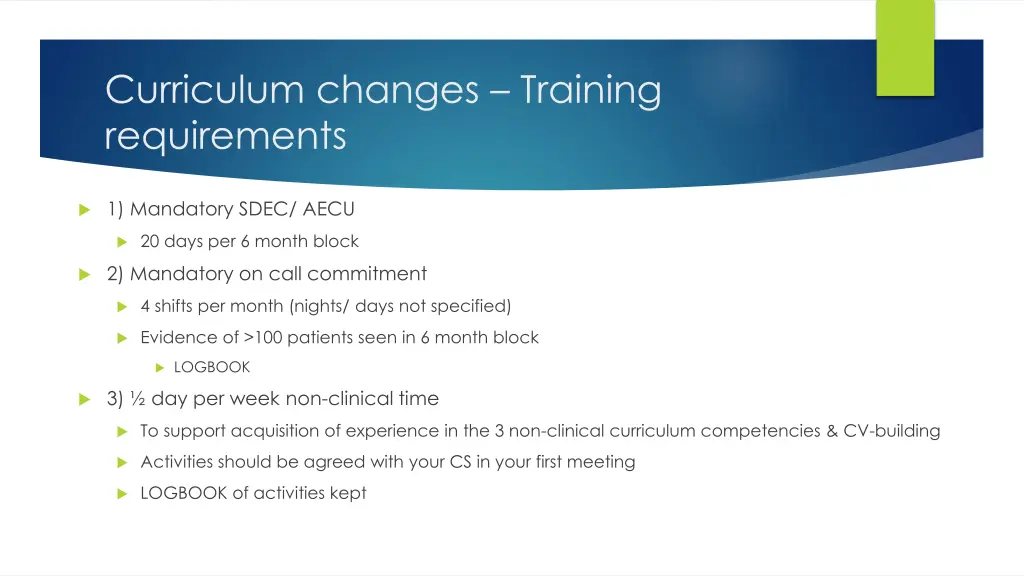 curriculum changes training requirements