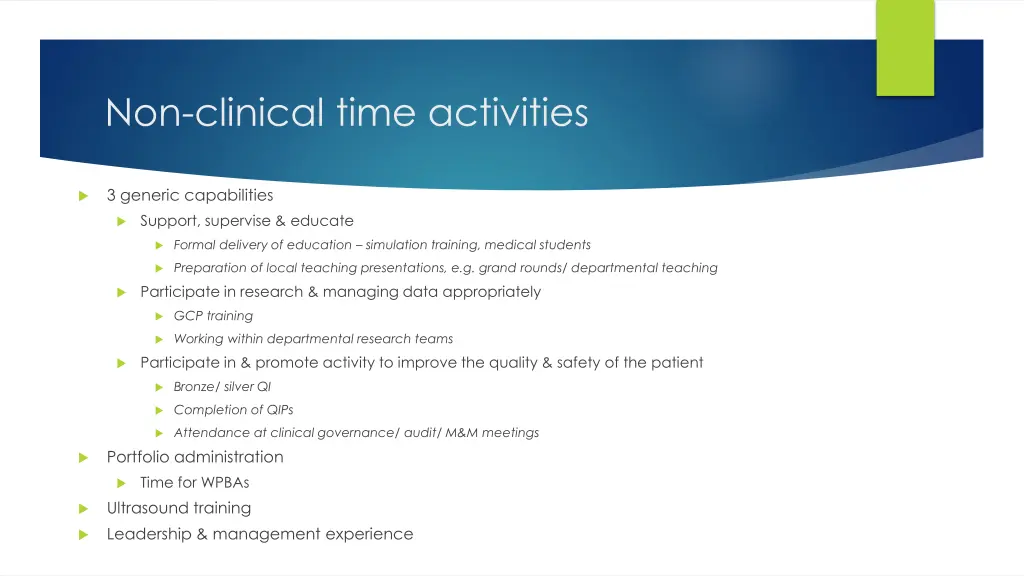 non clinical time activities