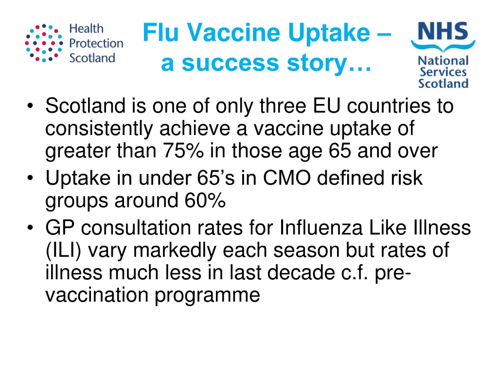 flu vaccine uptake a success story