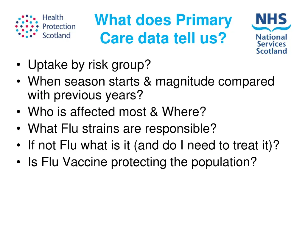 what does primary care data tell us