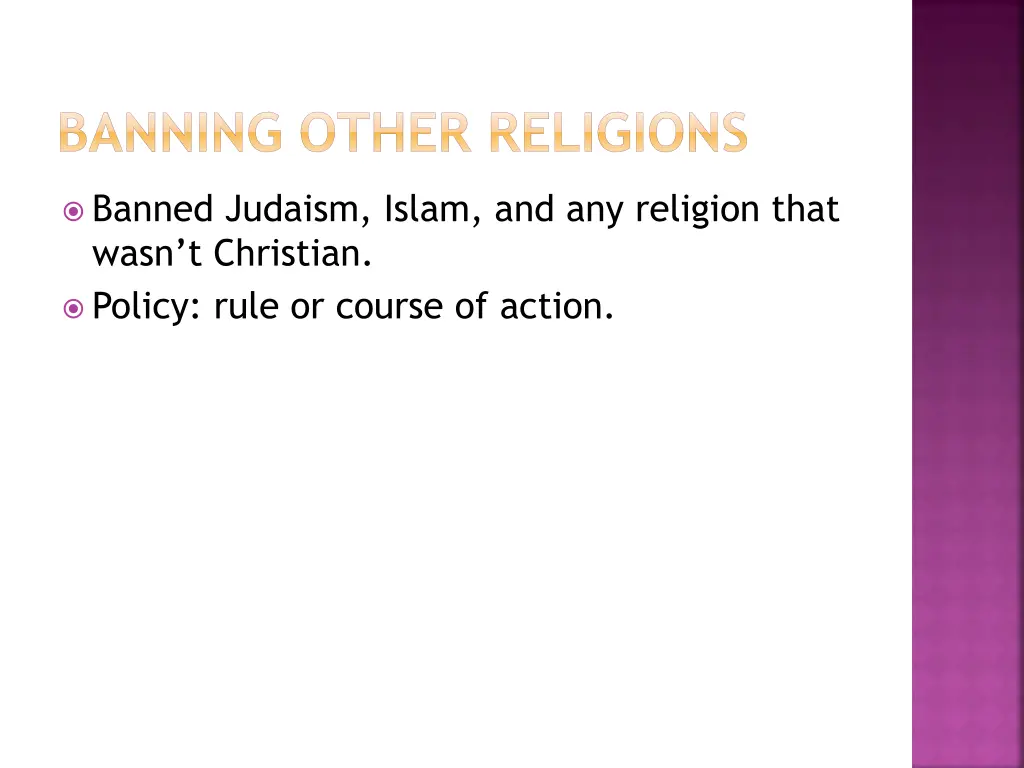 banning other religions