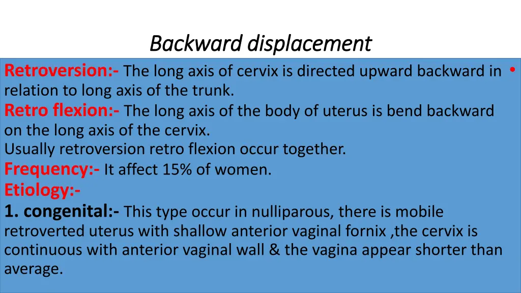 backward displacement backward displacement