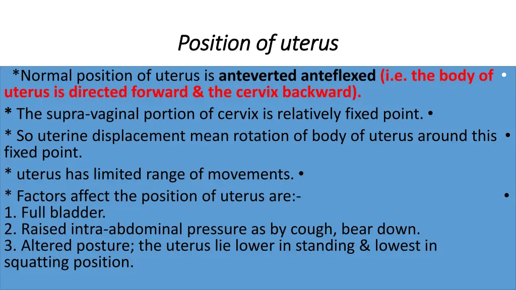 position of uterus position of uterus