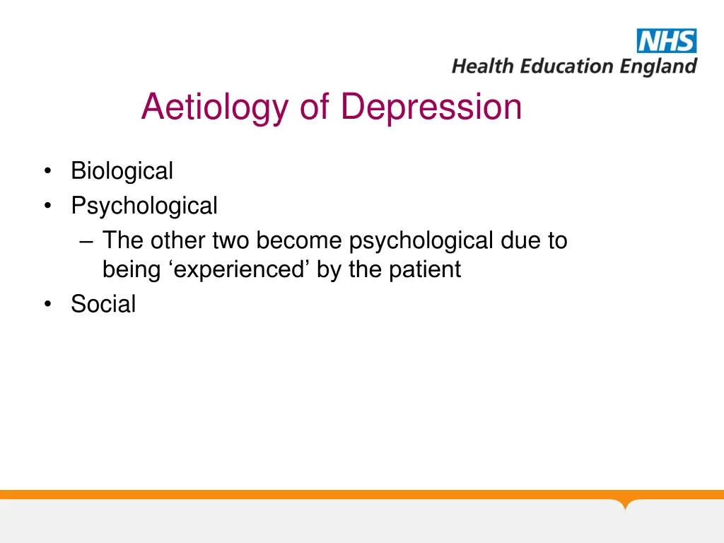 aetiology of depression