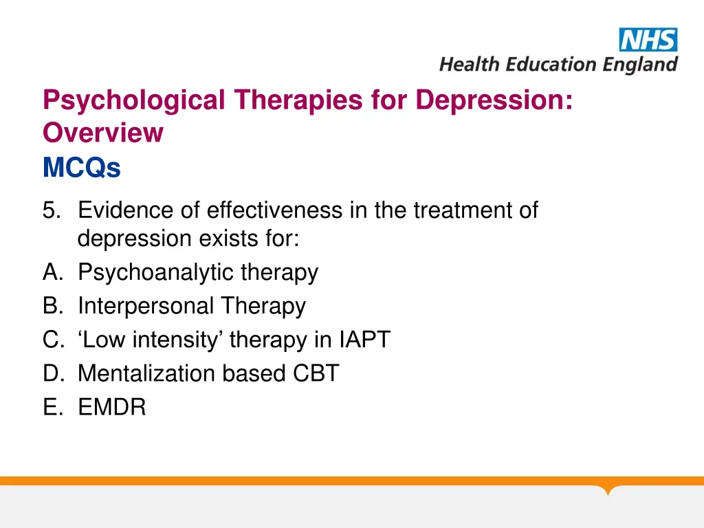 psychological therapies for depression overview 11