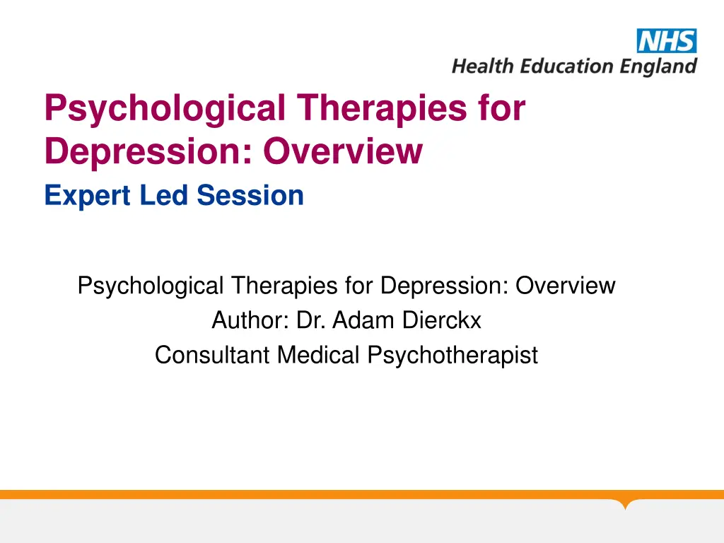 psychological therapies for depression overview 2