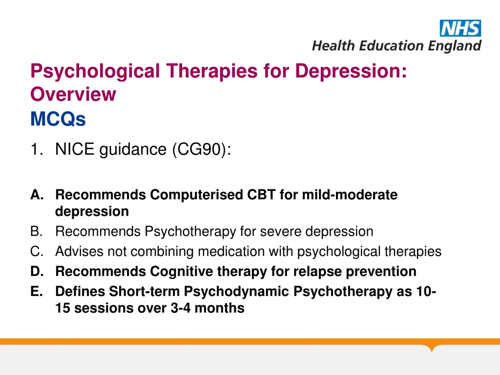 psychological therapies for depression overview 4