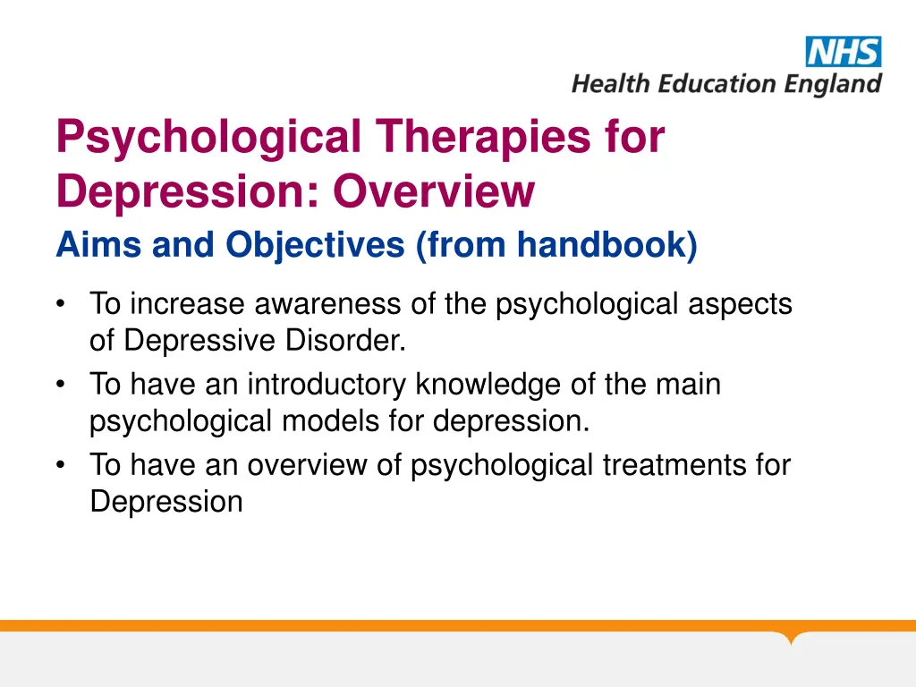 psychological therapies for depression overview