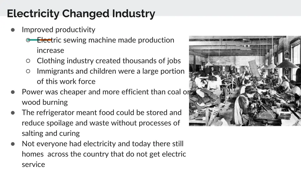 electricity changed industry