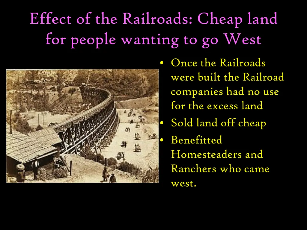 effect of the railroads cheap land for people