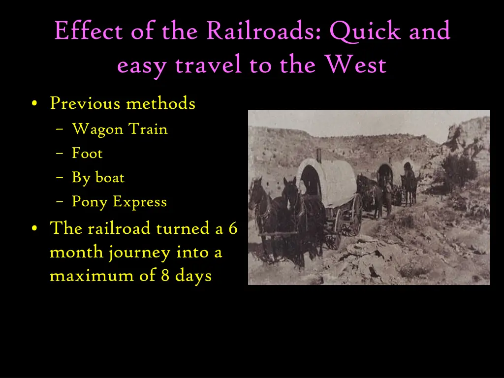 effect of the railroads quick and easy travel