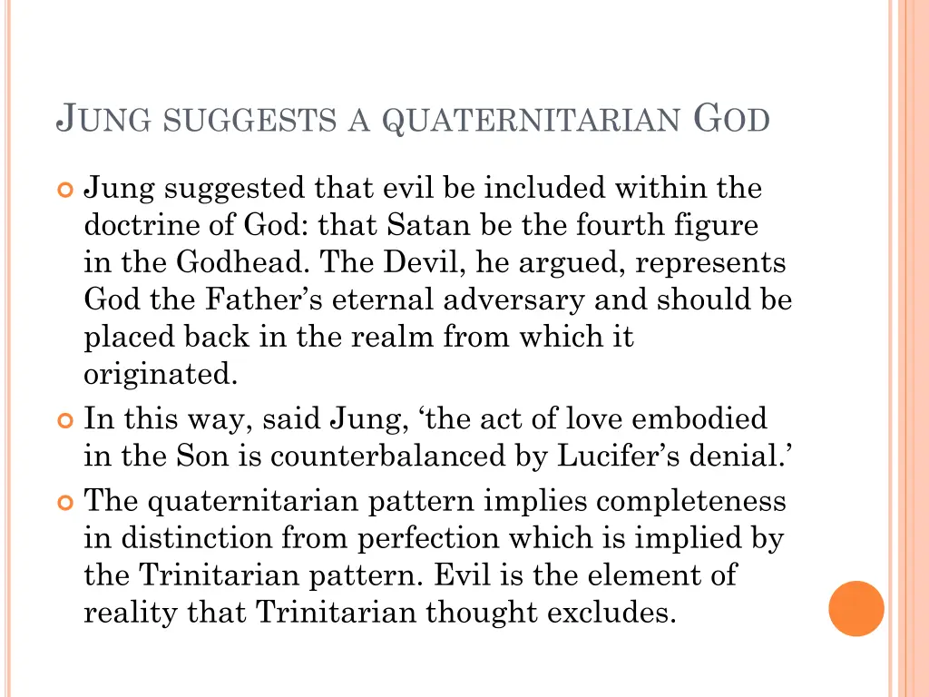 j ung suggests a quaternitarian g od