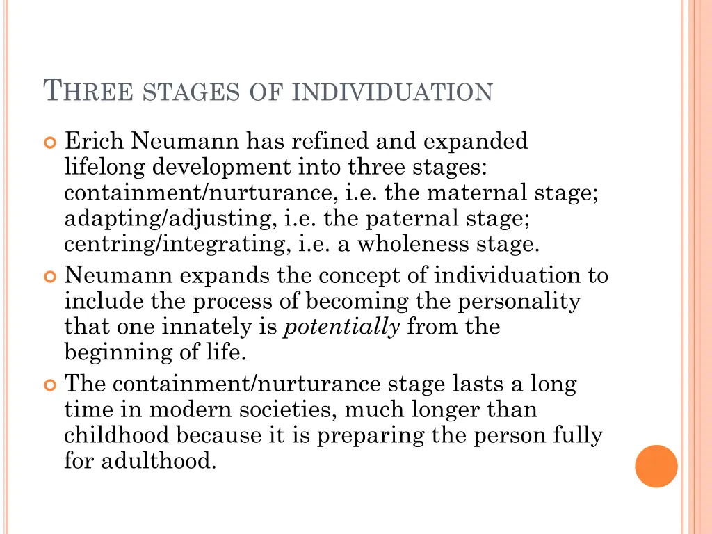 t hree stages of individuation