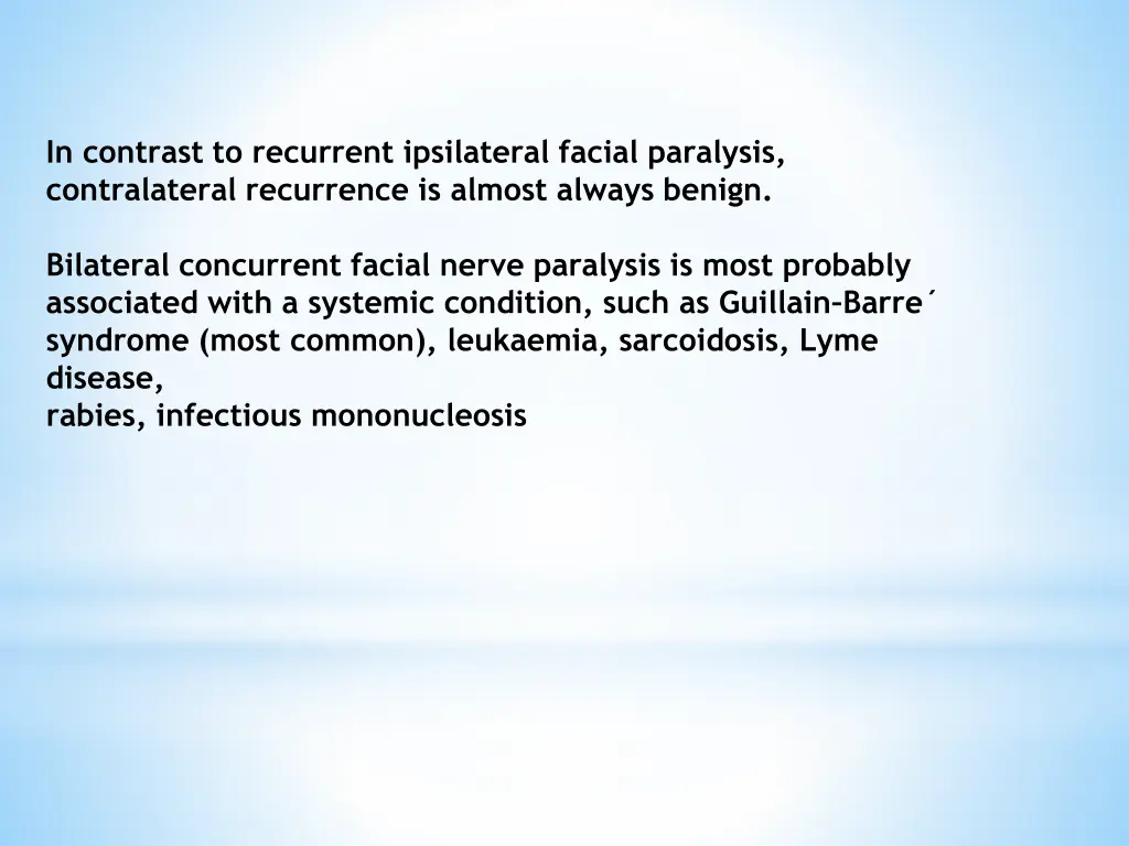 in contrast to recurrent ipsilateral facial