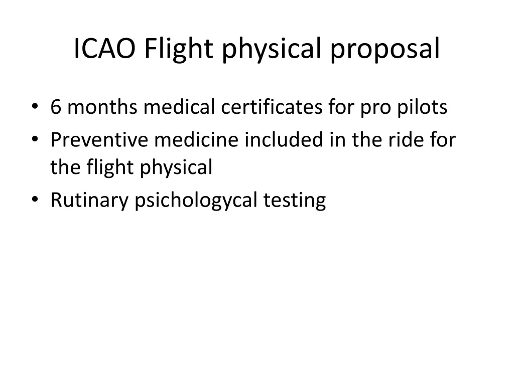 icao flight physical proposal