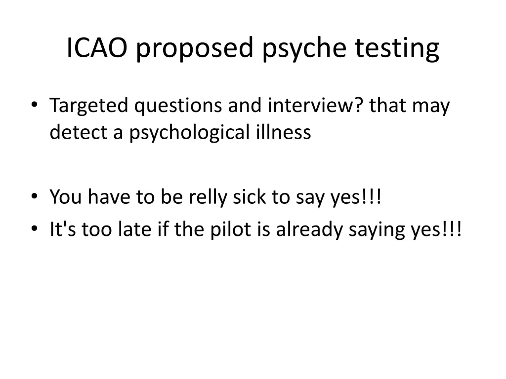 icao proposed psyche testing