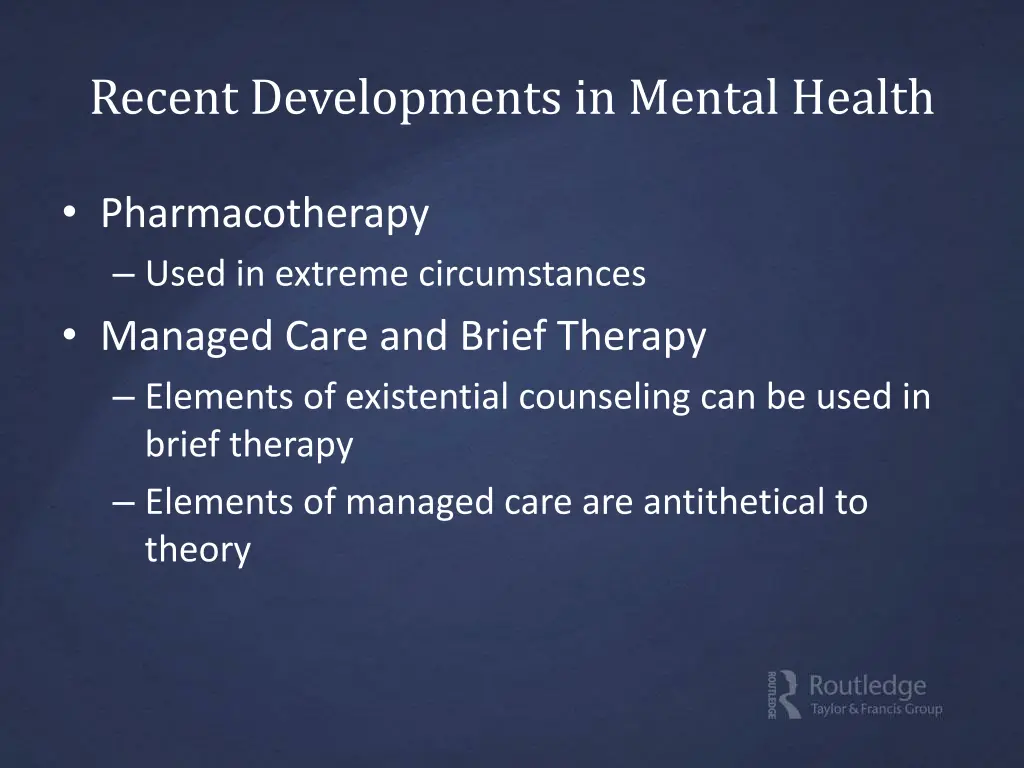 recent developments in mental health 1