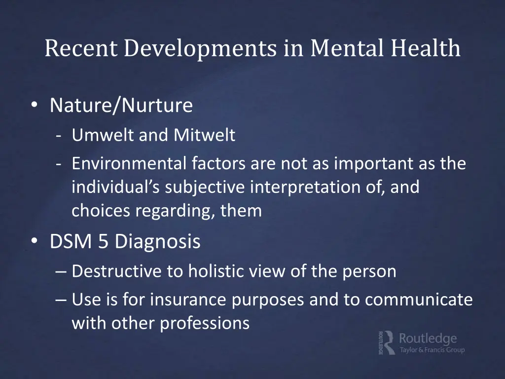 recent developments in mental health