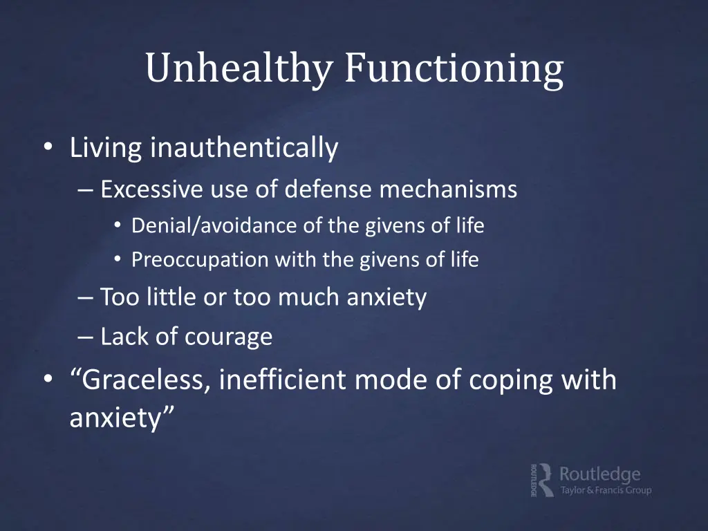 unhealthy functioning