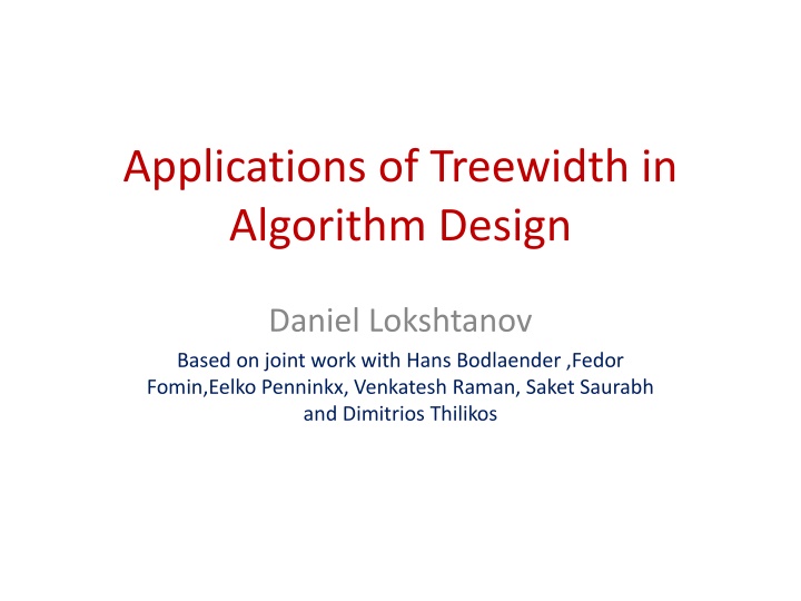 applications of treewidth in algorithm design