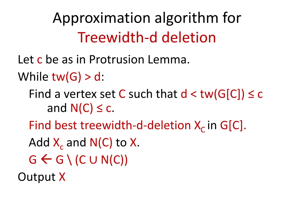 approximation algorithm for treewidth d deletion