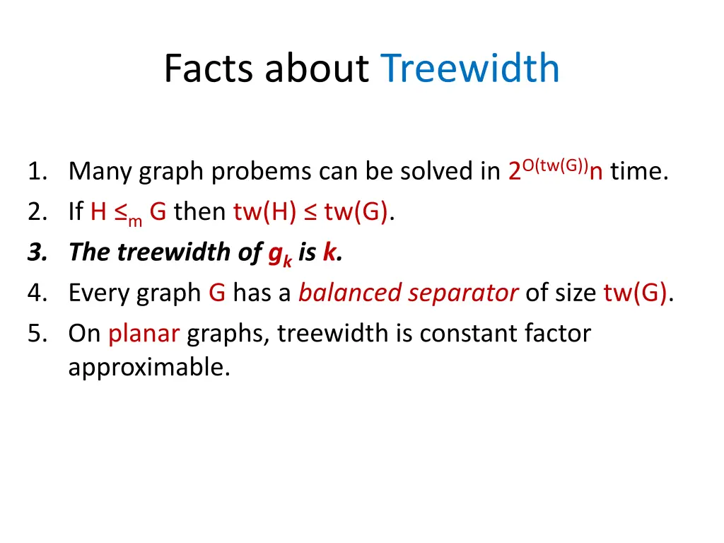 facts about treewidth