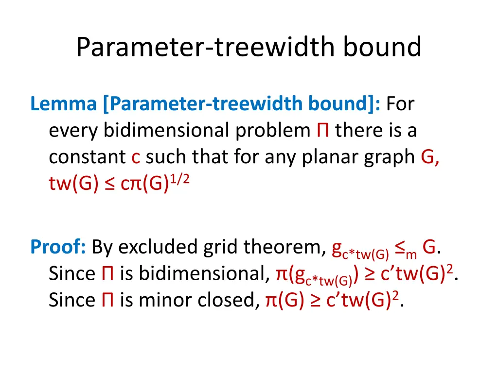 parameter treewidth bound