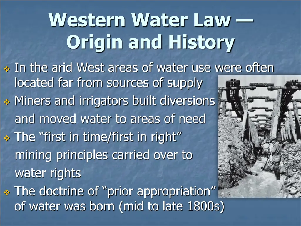 western water law origin and history