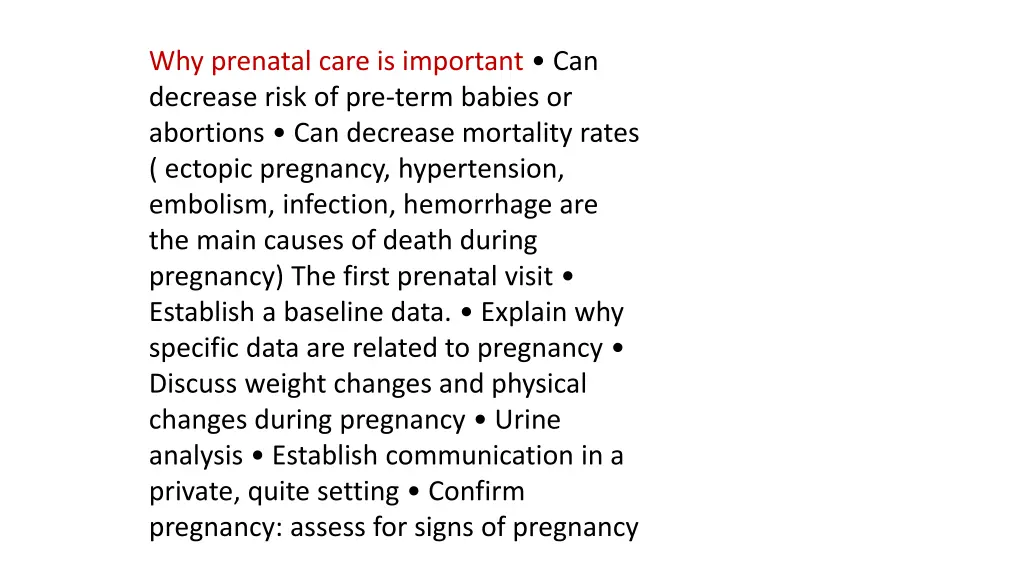 why prenatal care is important can decrease risk