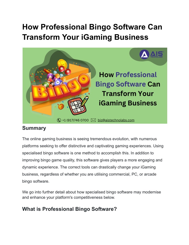 how professional bingo software can transform