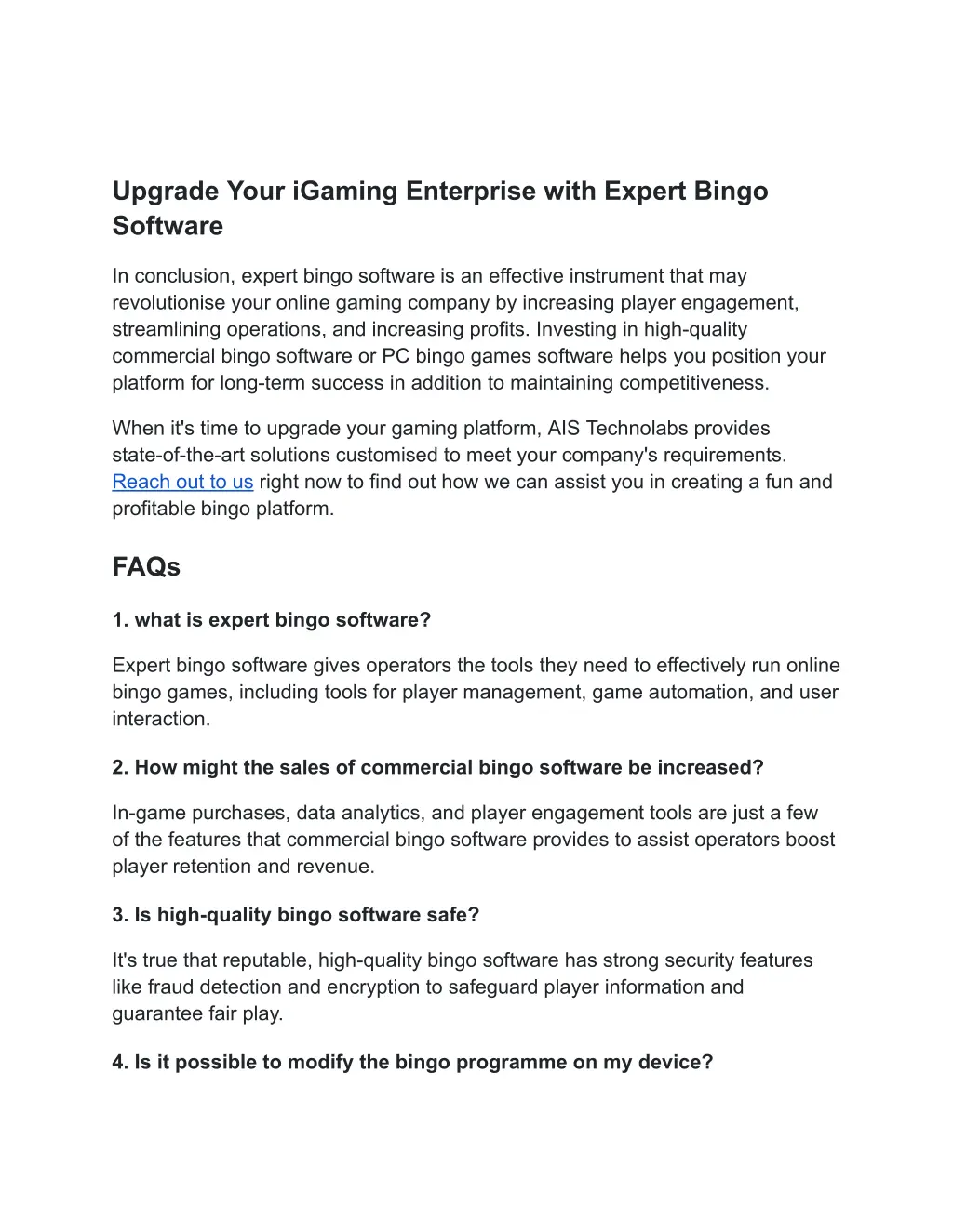 upgrade your igaming enterprise with expert bingo