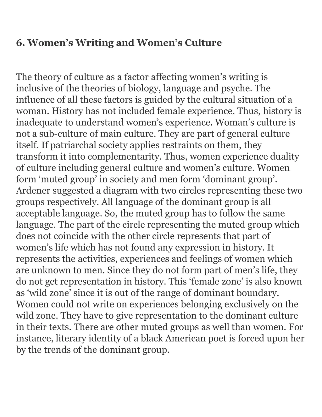 6 women s writing and women s culture