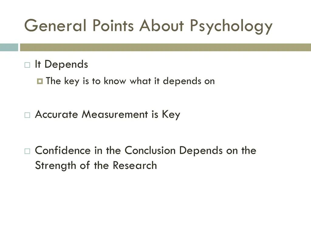 general points about psychology