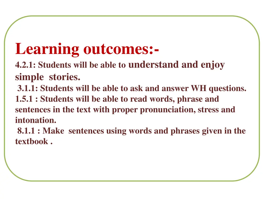 learning outcomes 4 2 1 students will be able