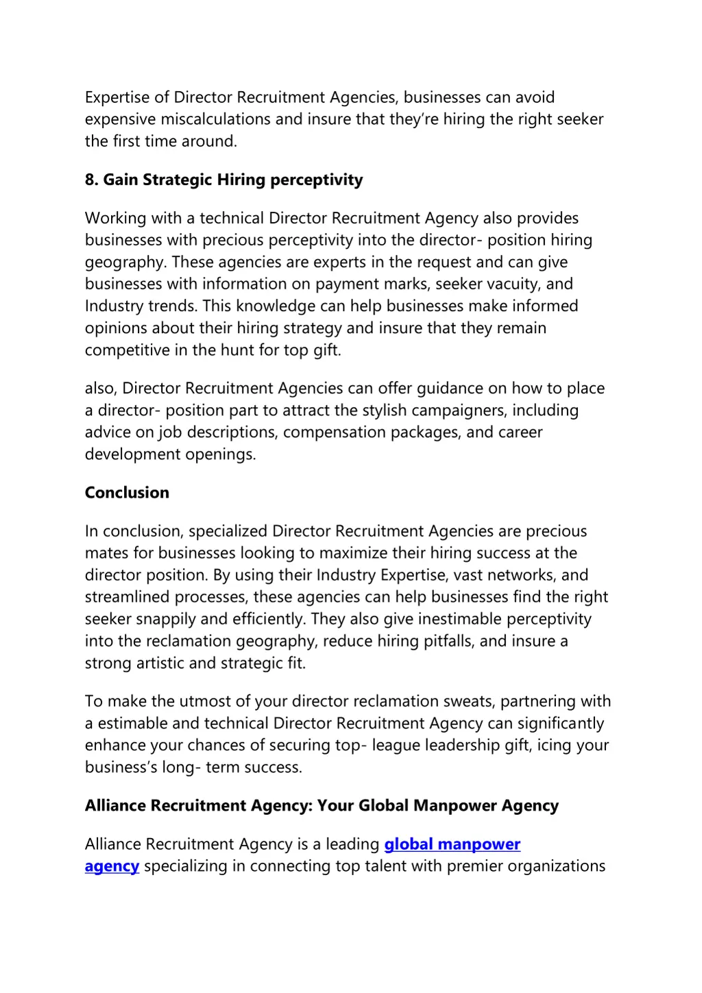 expertise of director recruitment agencies