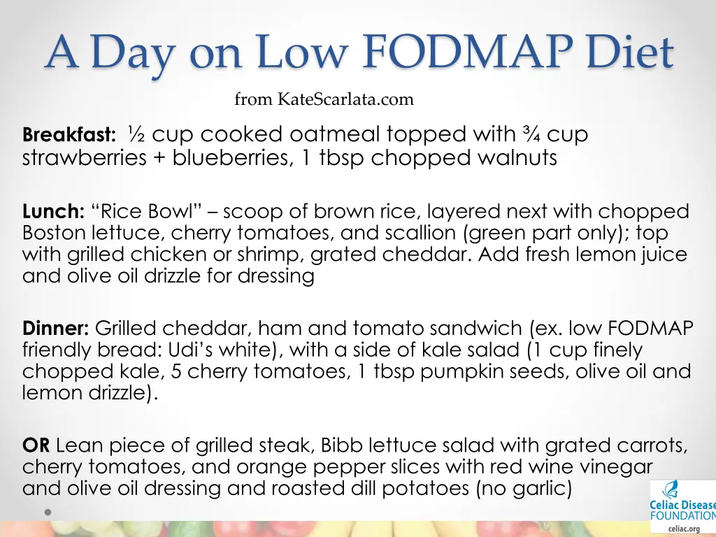 a day on low fodmap diet