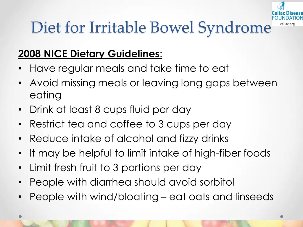 diet for irritable bowel syndrome