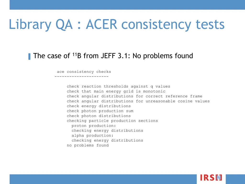 library qa acer consistency tests