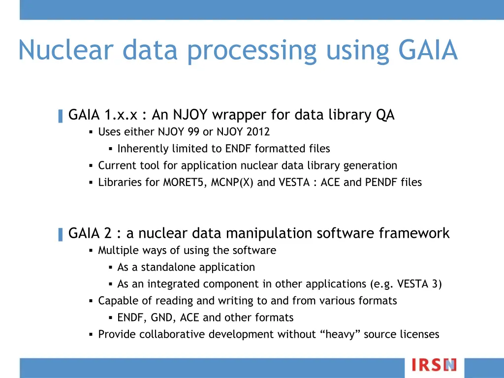 nuclear data processing using gaia