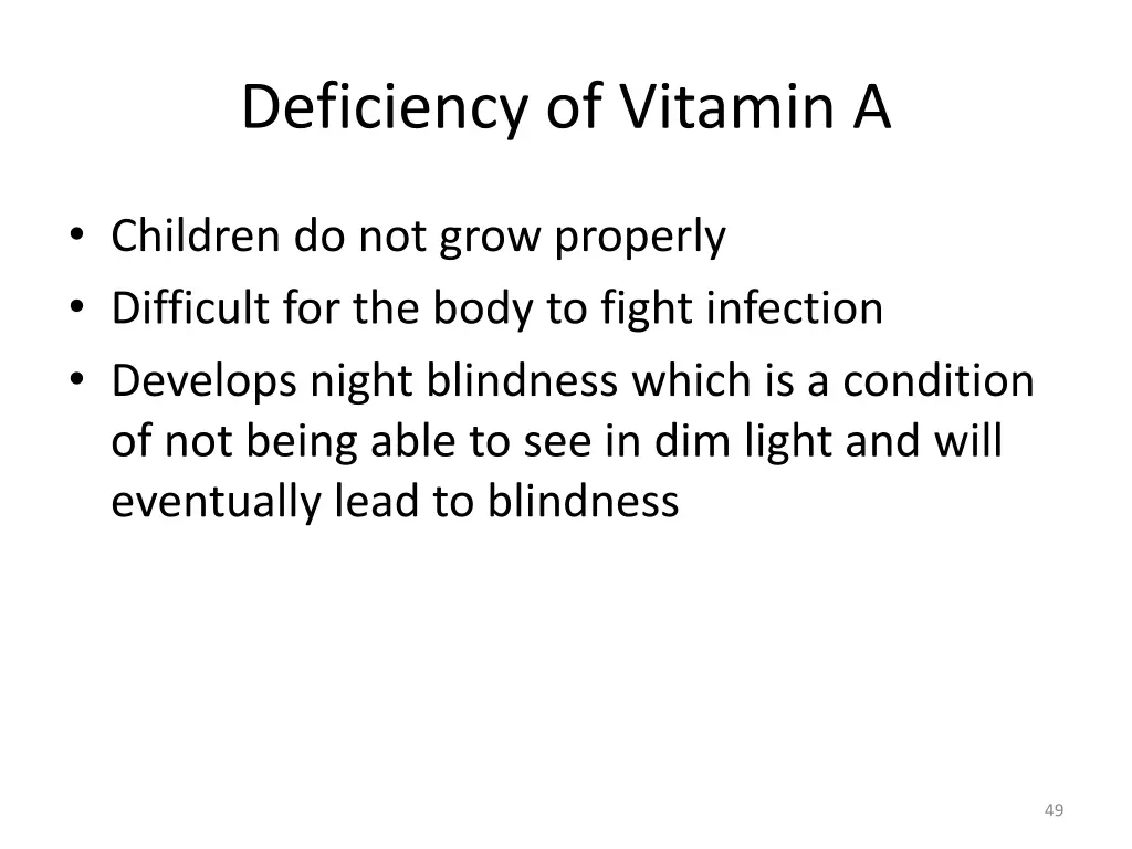 deficiency of vitamin a