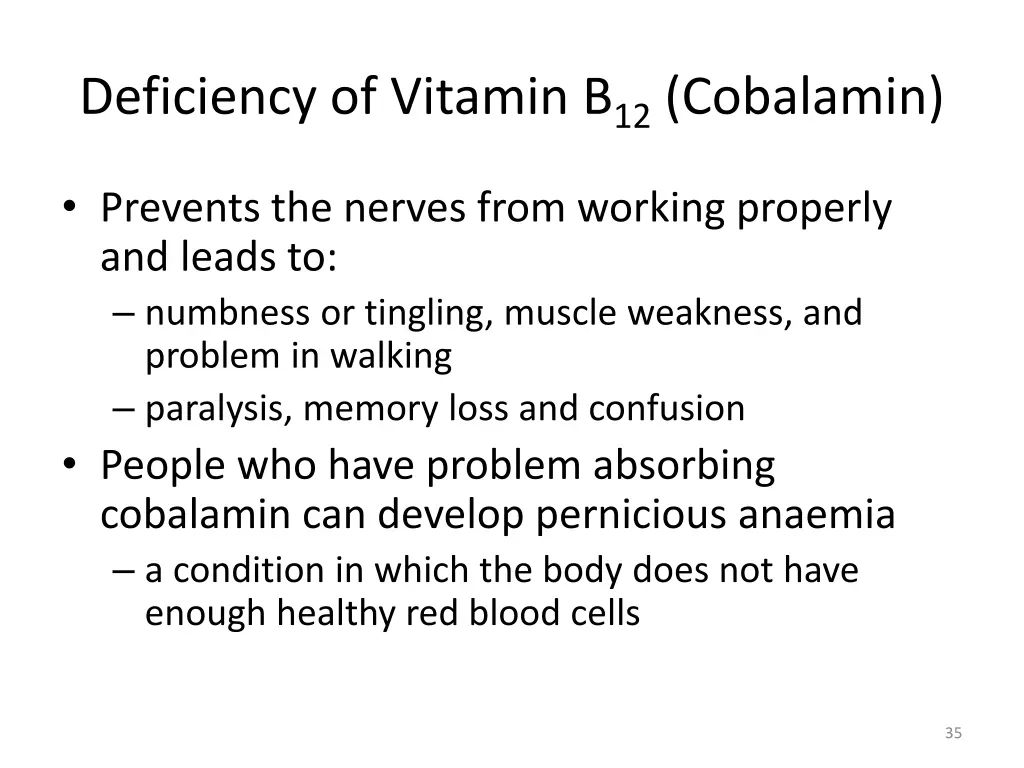 deficiency of vitamin b 12 cobalamin