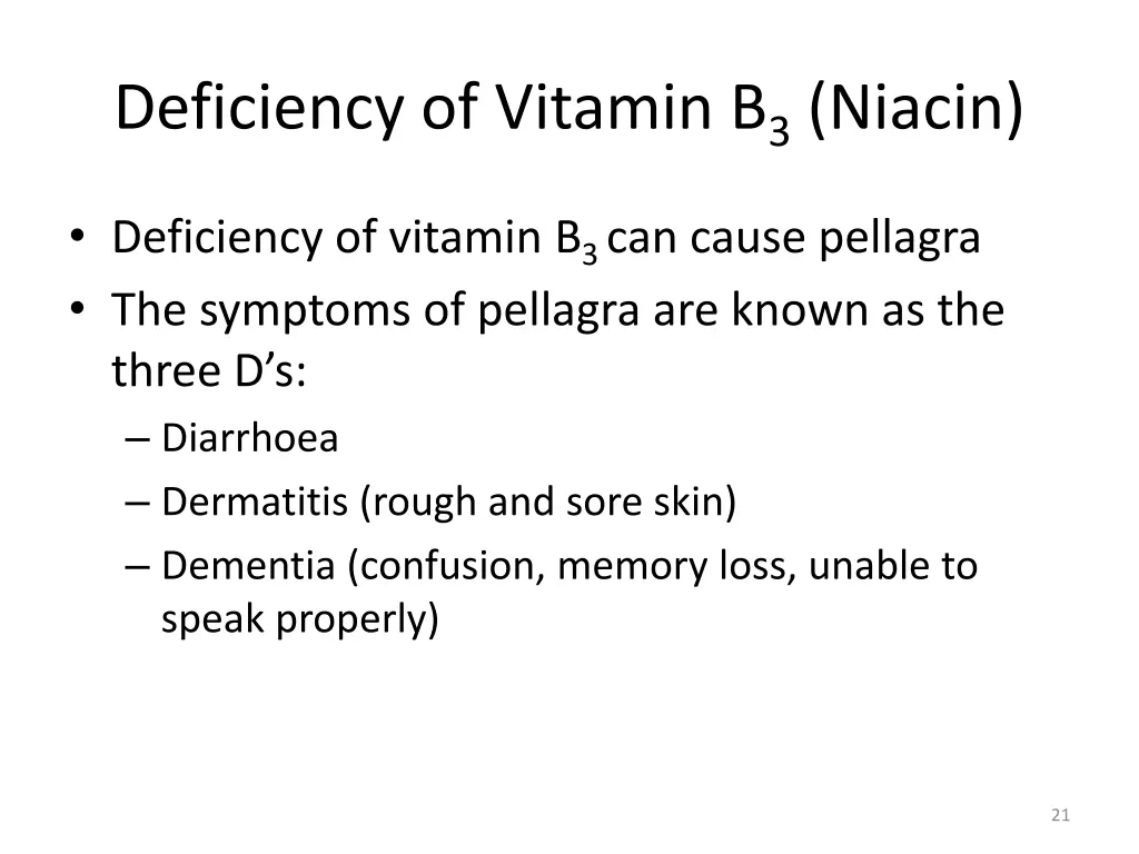 deficiency of vitamin b 3 niacin