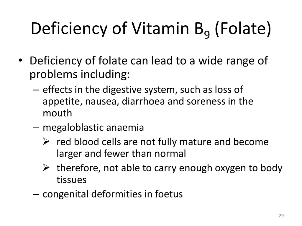 deficiency of vitamin b 9 folate