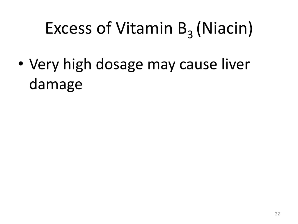 excess of vitamin b 3 niacin