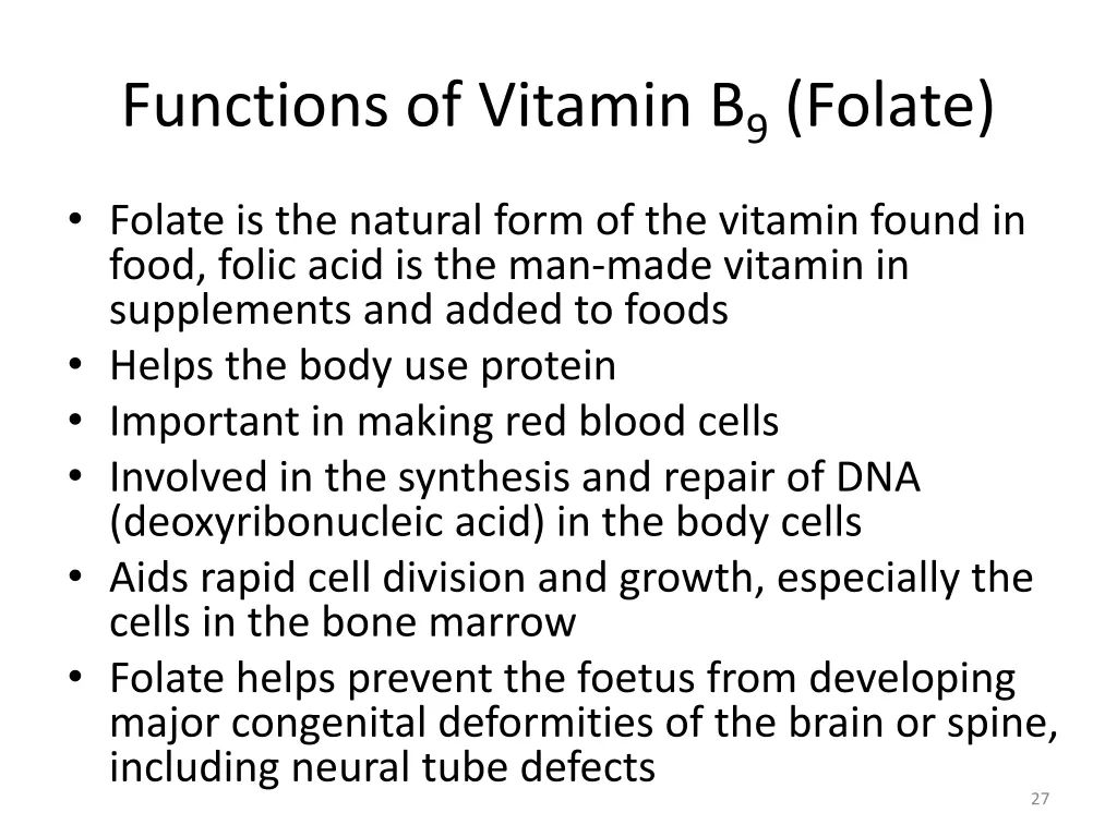 functions of vitamin b 9 folate