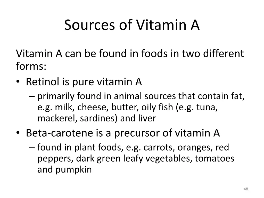 sources of vitamin a