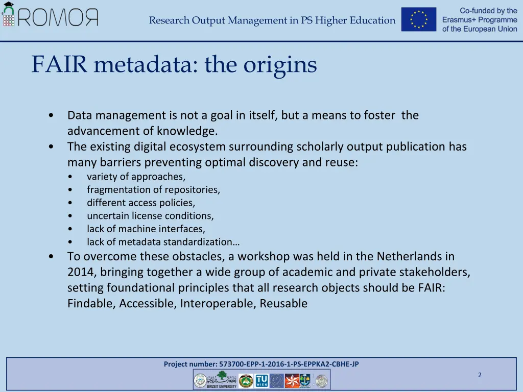 research output management in ps higher education