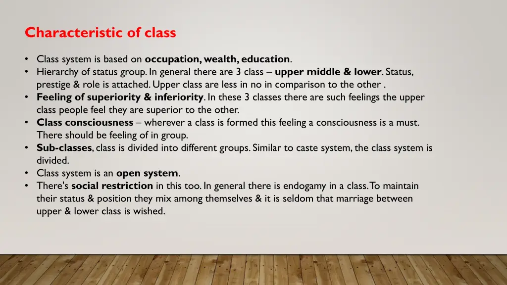 characteristic of class