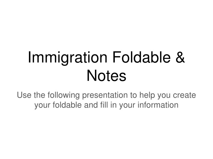 immigration foldable notes